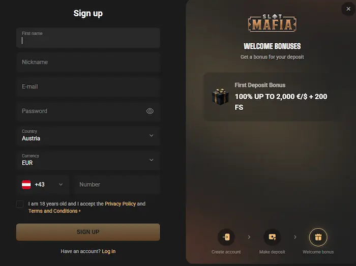 Slot Mafia Casino Australia signup